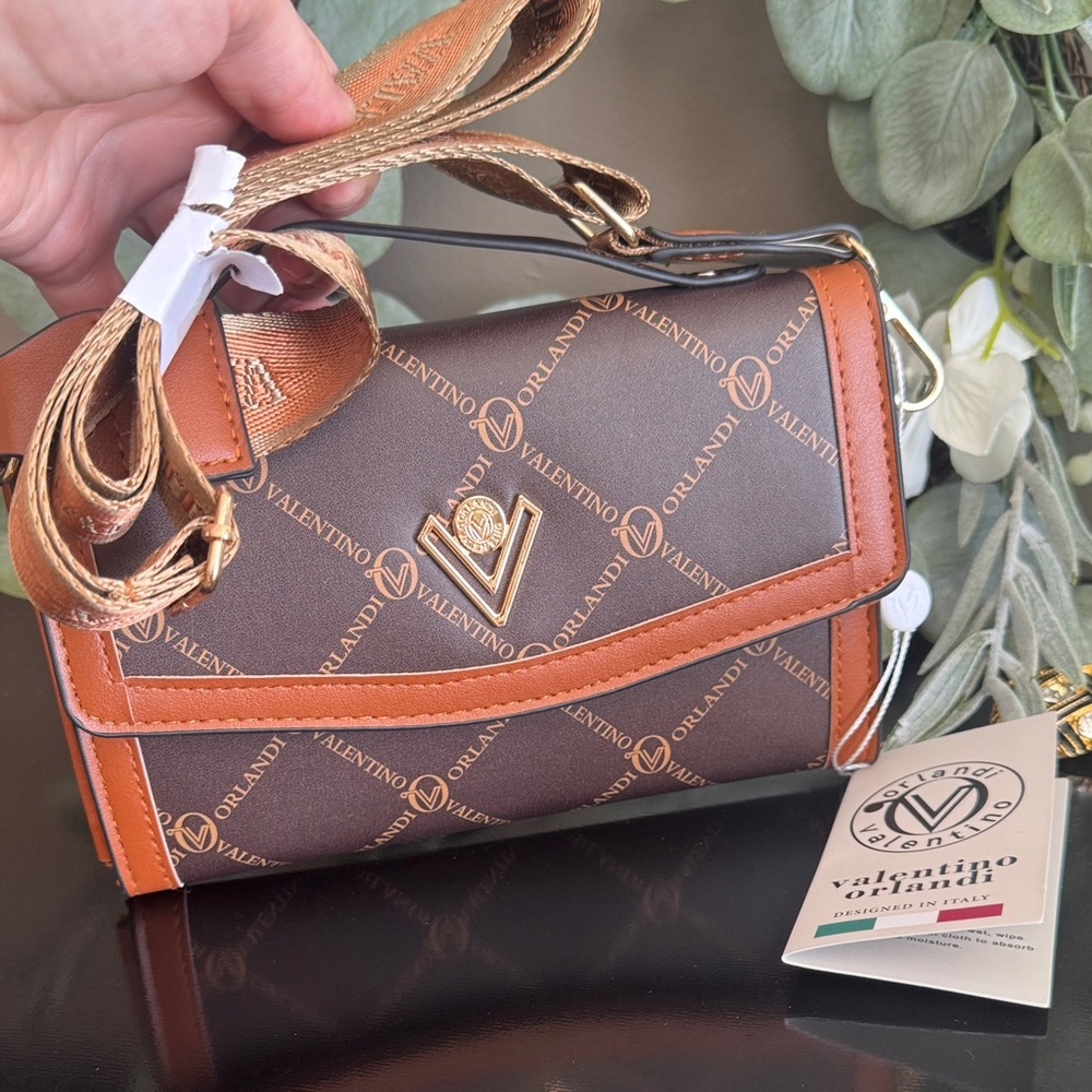 Valentino Orlandi Brown and Tan Crossbody Bag